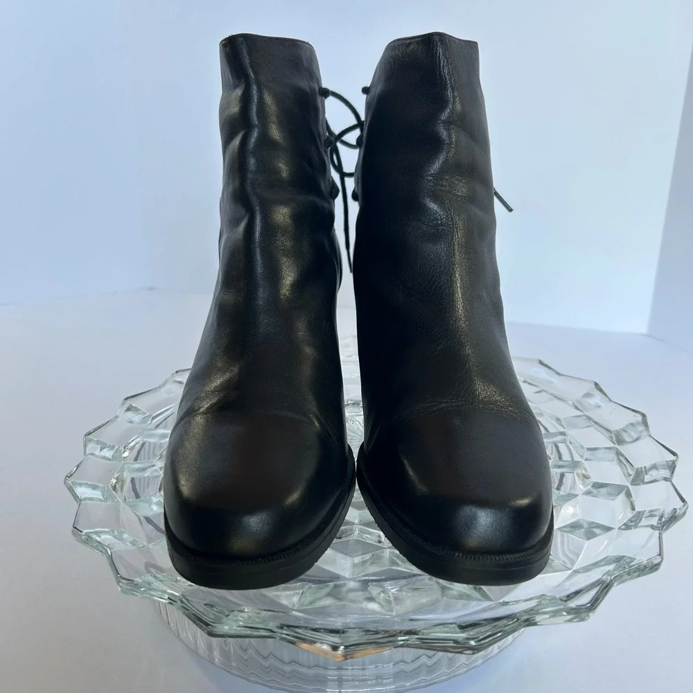 Toe Warmers Canada Black Leather Waterproof‎ Ankle Booties Lace Up 9.5M